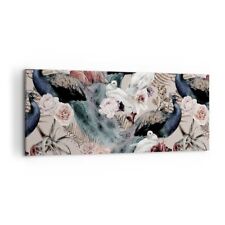 Impression sur Toile 120x50cm Tableaux Image Paons pigeonneaux flamants roses