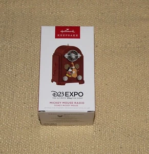 D23 EXPO 2022 EXCLUSIVE HALLMARK KEEPSAKE ORNAMENT MICKEY MOUSE RADIO MIB - Picture 1 of 3