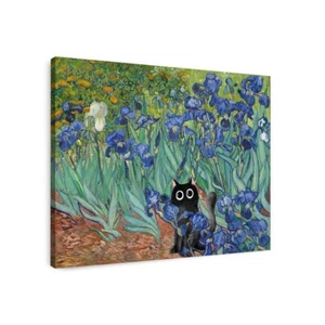 Van Gogh Iris Katze, Van Gogh Katzendruck, lustiger schwarzer Katzendruck, Poster Katzenliebhaber - Bild 1 von 12