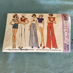 Simplicity 6349 Misses Sz 9/10 Bust 30.5in Pants Top Shorts Sewing Pattern CUT - Picture 1 of 7