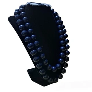 Dunkelblaue runde Kunststoffperlen-Halskette für Damen Größe 11,5 Zoll - Bild 1 von 11