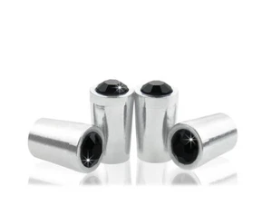 JR2 Black Crystal Metal Chrome Tire Air Valve Stem Cap-F - Picture 1 of 1