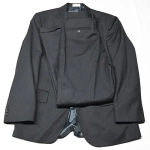 Geoffrey Beene 42R 32x30 Black Stripe 100% Wool Mens Jacket Pants Suit - Picture 1 of 12