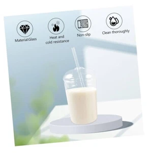 *400ML Glass Cup With Straw Coffee Mug Transparent Drinking Milk Water Tea Juice - Picture 1 of 2