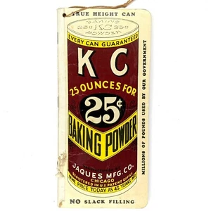 Bloc de notas publicitario en polvo para hornear Jaques Mfg KC 1932 8" colgante de pared de colección 5H - Imagen 1 de 10