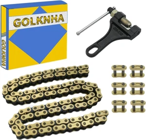 Cadena de transmisión 428H 132 eslabones con 6 piezas eslabones maestros de conexión compatibles con 110 cc - Imagen 1 de 12