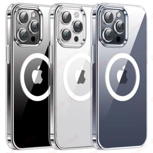 TPU Soft Clear Case Plating Magnetic Safe Cover For iPhone 15 14 Plus Pro Max - Bild 1 von 25