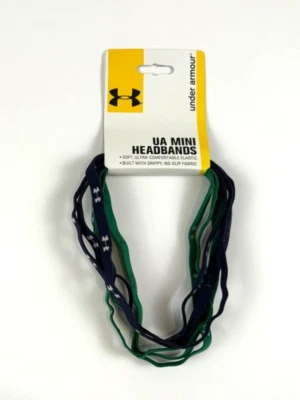 Paquete de 6 mini diademas Under Armour azul/verde tela elástica sin deslizamiento con logotipo NUEVO Foto 1 de 3