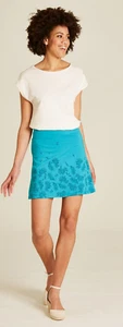Tranquillo Rock skirt blau türkis Blumen geblümt Bio-Baumwolle Blüten S25F01 - Picture 1 of 6