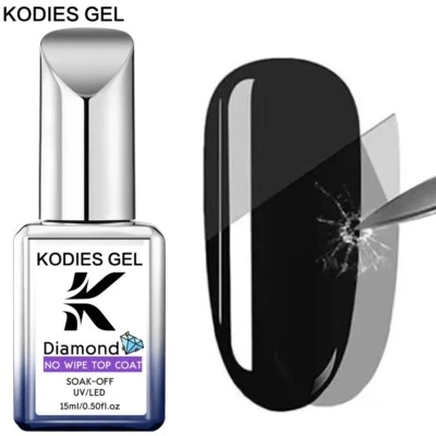 KODIES GEL Super Shine Top Coat Gel Smalto UV Diamante Topcoat No Wipe Sigillante - Immagine 1 di 4