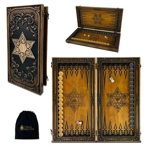 Juego de Mesa Backgammon Madera Estrella de David Judía 46cm (18,1") Regalo - Imagen 1 de 15