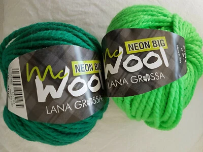 LANA GROSSA 1,5 kg Mc Wool Neon Big, 1 kg giftgrün 501 und 500 g grün 515 +Heft - Bild 1 von 4