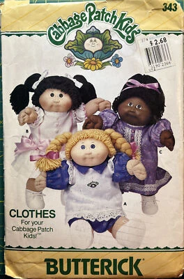 Vestido y delantal Butterick 343 Cabbage Patch para niños con patrón de transferencias sin cortar Foto 1 de 4