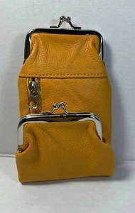 NUEVO MONEDERO MONEDERO DE CUERO PREMIUM CON CREMALLERA AMARILLO - Imagen 1 de 5