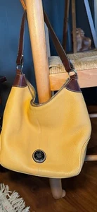 Dooney & Bourke Hobo Bag Yellow Pebble Leather Y2K - Picture 1 of 12