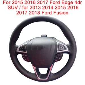 Soft Durable Black Leather Car Steering Wheel Cover Wrap For Ford Edge 4dr - Picture 1 of 8