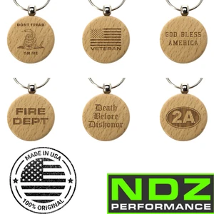 Keychain Custom Engraved Wood American Themed Gift for Men Christmas Fathers Day - Picture 1 of 146