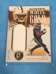 2022 GOLD STANDARD MICHAEL PITTMAN JR WHITE GOLD PATCH #WG-MPI /299 COLTS