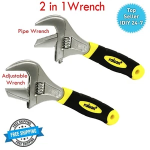 Rolson 2 In 1 Heavy Duty Wide Jaw Adjustable Pipe Wrench Spanner Jaw Opening 38m - Picture 1 of 1