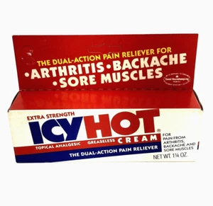 Vintage Icy Hot Cream Box Advertising 80s 90s Prop Movie Drug Pharmacy Store - Picture 1 of 7