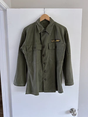 Original Green Army Shirt Made In USA Government Issued Mens Small - Image 1 of 4