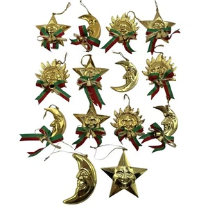 VTG Plastic Moon & Stars Christmas Tree Ornaments Celestial Whimsigoth Lot 14 Pc - Picture 1 of 8