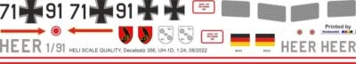 Decal 356 Bell UH-1D Bundeswehr Heer 71+91 - Bild 1 von 2