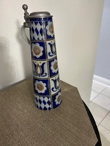 Reinh Merkelbach Hohr Grenzhausen Rare Stein Cobalt Blue approx 12 1/4" x 4" - Picture 1 of 6