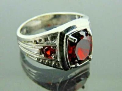 925 Sterling Silver   Handmade 5 Ct Ruby stone Valentines Day Mens Ring - Image 1 of 4