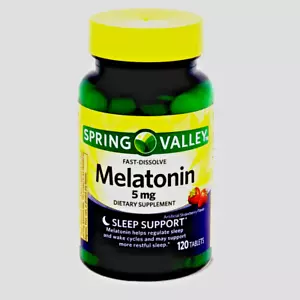 Spring Valley Fast-Dissolve Melatonin Dietary Supplement, 5 Mg, 120 Count - Picture 1 of 8