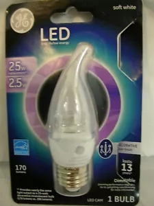 Ge LED light bulb Bent Tip 2.5 Watt (25 Watt Replacement) Dimmable - Picture 1 of 4