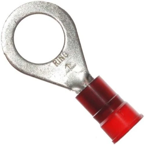 3M 14-14S-WN Nylon Brazed Seam Ring Terminals Red 8 AWG 1/2" Stud Small - 100pk - Image 1 of 2