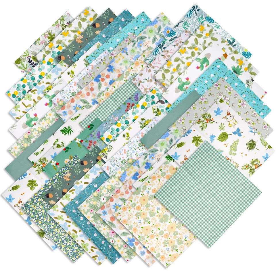 70PCS 10x10" Cotton Fabric Squares Precut Floral Quilting Patchwork DIY Crafts - Image 1 of 4