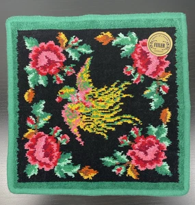 FEILER Germany Gesicht Handtuch Taschentuch Chenille Blumen schwarz 9,5" eckig - Bild 1 von 5