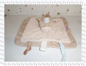 ㊴ - Doudou Semi Plat  Cheval Ane Crème Beige  Broderies Attache Sucette  Nattou - Picture 1 of 3