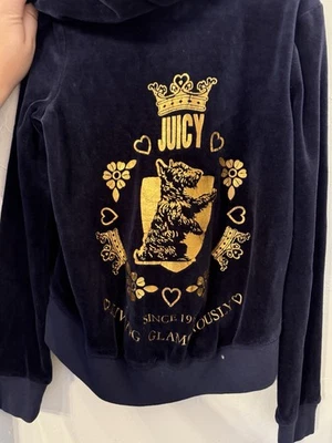 Juicy Couture Kids Zip Up Jacket Dark Blue Velour Size 8 Scottie Dog retro y2k  - Image 1 of 4