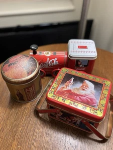 Lot of 3 Vintage Coca-Cola Metal Tins – 1993 Tin Box Co., Santa Cookie Tin, A7 - Picture 1 of 8