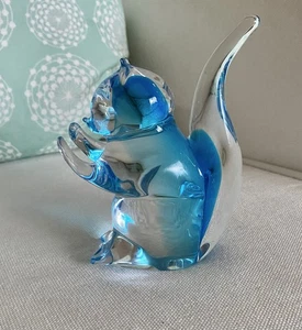 VTG Murano Glass Squirrel Figurine Clear Blue Turquoise Italian Glass Italy - Picture 1 of 7