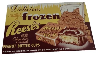 Delicioso letrero de lata de 16 X 10 taza de mantequilla de maní de Reese’s refrigerada o congelada Foto 1 de 4