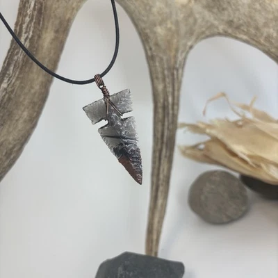 Dragon Glass Obsidian Arrowhead Necklace Flint Knapping Mountain Man Neck Knife - Image 1 of 4