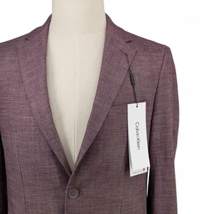 Giacca Blazer Calvin Klein Uomo Tinta Unita X Slim Fit Elasticizzato Morbido Sportivo Rosso 42L - Foto 1 di 7