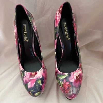 Tacones de aguja florales con cordones, tacones talla 9 Foto 1 de 4