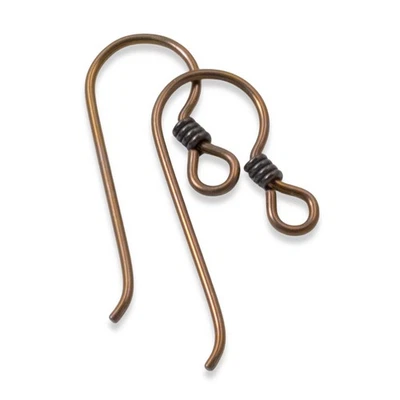 10 cables de oreja de niobio de bronce + acento de bobina negra - ganchos hipoalergénicos Foto 1 de 4