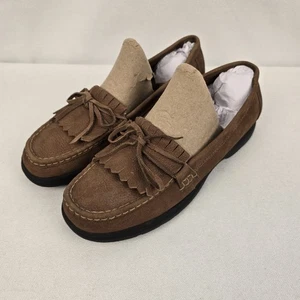 Cobbie Cuddlers Womens Loafers 9W Brown Leather Tassle Suede Slip On Wide Flats - Picture 1 of 12