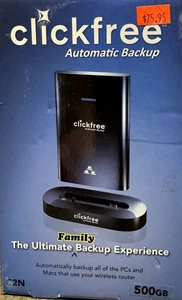 Clickfree Automatic Backup 500GB C2N Hard Drive Portable Backup Mac & PC - Picture 1 of 3