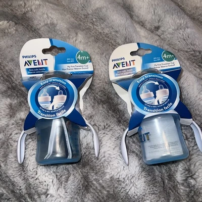 Lot Of 2 Avent Anti Colic Bottle Blue 4 Oz With Removable Handles NEW 4+ months  - Image 1 of 4