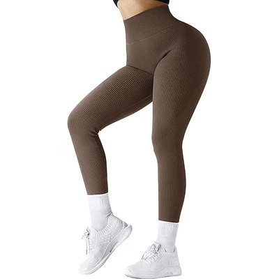 Leggings sin costuras cintura alta roscados tejidos pantalones de fitness lisos para mujer Slimmi Foto 1 de 4