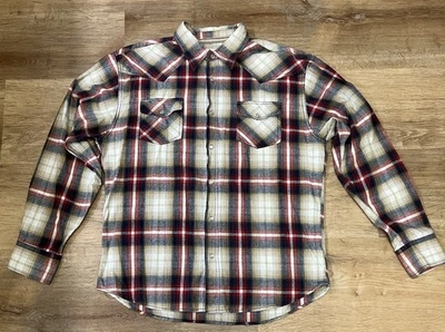 Ditch Plains Pearl Snap Western Shirt XXL Red Plaid Long Sleeve 100% Cotton - Image 1 of 4