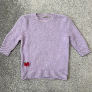 COS Sweater Womens Small Angora Wool Blend Crewneck Red Flower Embroidery Pullov - Picture 1 of 7