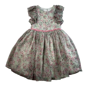 Pippa & Julie Girls 6X Dress Floral Print Ruffles Chiffon Lined Princess Cottage - Foto 1 di 11